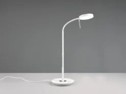 Moderne LED Schreibtischlampe MONZA dimmbar mit Flexarm, Weiß, Höhe 57cm