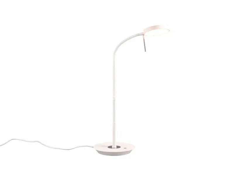 Moderne LED Schreibtischlampe MONZA dimmbar mit Flexarm, Weiß, Höhe 57cm