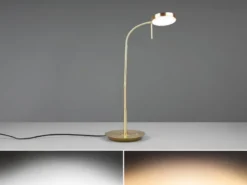 Moderne LED Schreibtischlampe MONZA dimmbar mit Flexarm, Messing, Höhe 57cm