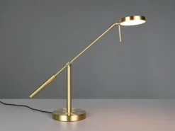 Moderne LED Schreibtischlampe MONZA dimmbar mit Schwenkarm, Messing Höhe 52cm