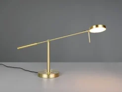 Moderne LED Schreibtischlampe MONZA dimmbar mit Schwenkarm, Messing Höhe 52cm