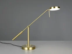 Moderne LED Schreibtischlampe MONZA dimmbar mit Schwenkarm, Messing Höhe 52cm