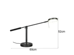 Moderne LED Schreibtischlampe MONZA dimmbar mit Schwenkarm, Schwarz Höhe 52cm