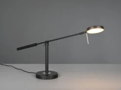 Moderne LED Schreibtischlampe MONZA dimmbar mit Schwenkarm, Schwarz Höhe 52cm