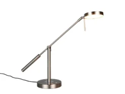 Moderne LED Schreibtischlampe MONZA dimmbar mit Schwenkarm, Silber Höhe 52cm