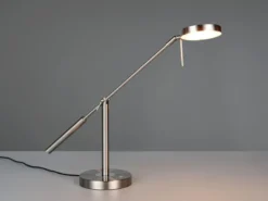 Moderne LED Schreibtischlampe MONZA dimmbar mit Schwenkarm, Silber Höhe 52cm