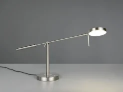 Moderne LED Schreibtischlampe MONZA dimmbar mit Schwenkarm, Silber Höhe 52cm