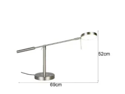 Moderne LED Schreibtischlampe MONZA dimmbar mit Schwenkarm, Silber Höhe 52cm