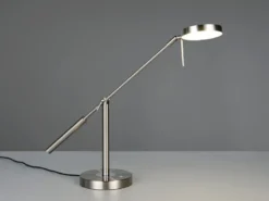 Moderne LED Schreibtischlampe MONZA dimmbar mit Schwenkarm, Silber Höhe 52cm