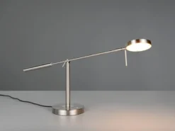 Moderne LED Schreibtischlampe MONZA dimmbar mit Schwenkarm, Silber Höhe 52cm