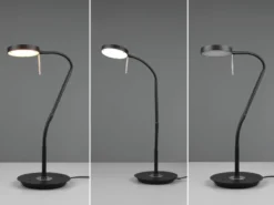 Moderne LED Schreibtischlampe MONZA dimmbar mit Flexarm, Schwarz, Höhe 57cm