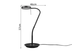 Moderne LED Schreibtischlampe MONZA dimmbar mit Flexarm, Schwarz, Höhe 57cm