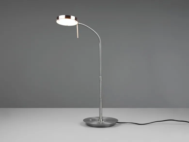 Moderne LED Schreibtischlampe MONZA dimmbar mit Flexarm, Silber, Höhe 57cm