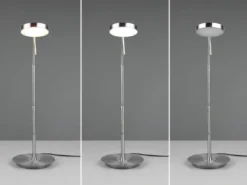 Moderne LED Schreibtischlampe MONZA dimmbar mit Flexarm, Silber, Höhe 57cm