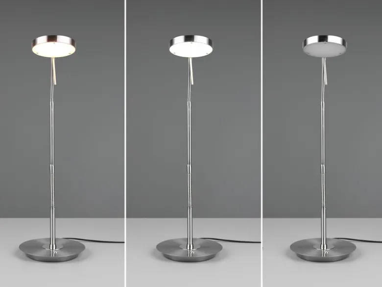 Moderne LED Schreibtischlampe MONZA dimmbar mit Flexarm, Silber, Höhe 57cm