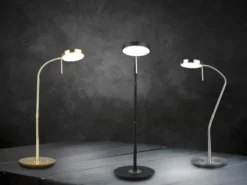 Moderne LED Schreibtischlampe MONZA dimmbar mit Flexarm, Silber, Höhe 57cm