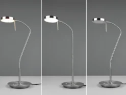 Moderne LED Schreibtischlampe MONZA dimmbar mit Flexarm, Silber, Höhe 57cm