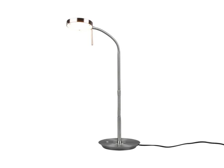 Moderne LED Schreibtischlampe MONZA dimmbar mit Flexarm, Silber, Höhe 57cm