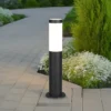 Moderne LED Sockelleuchte aus Edelstahl in Schwarz, Höhe 45cm