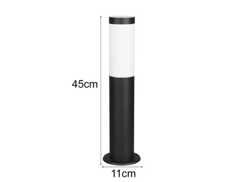 Moderne LED Sockelleuchte aus Edelstahl in Schwarz, Höhe 45cm