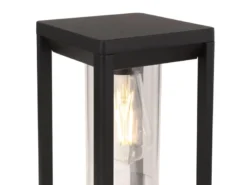 Moderne LED Sockelleuchte aus Druckguss Aluminium in Schwarz, Höhe 35cm
