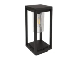 Moderne LED Sockelleuchte aus Druckguss Aluminium in Schwarz, Höhe 35cm