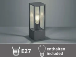 Moderne LED Sockelleuchte in Anthrazit mit Glas, Höhe 40cm