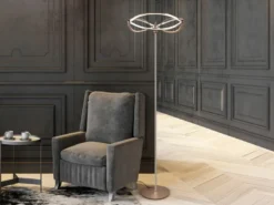 Moderne LED Stehlampe CHARIVARI Messing matt, Höhe 175cm