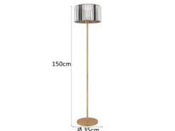 Moderne LED Stehlampe mit Lampenschirm aus Rauchglas Kristall, Höhe 150cm