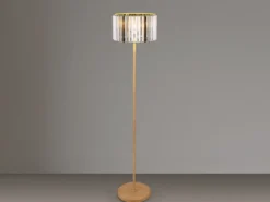 Moderne LED Stehlampe mit Lampenschirm aus Rauchglas Kristall, Höhe 150cm