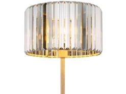 Moderne LED Stehlampe mit Lampenschirm aus Rauchglas Kristall, Höhe 150cm