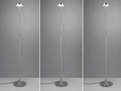 Moderne LED Stehlampe MONZA dimmbar mit Flexarm, Silber, Höhe 145cm