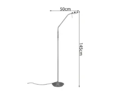 Moderne LED Stehlampe MONZA dimmbar mit Flexarm, Silber, Höhe 145cm