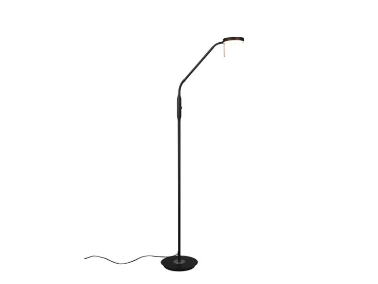 Moderne LED Stehlampe MONZA dimmbar mit Flexarm, Schwarz, Höhe 145cm