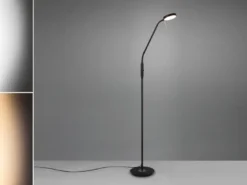 Moderne LED Stehlampe MONZA dimmbar mit Flexarm, Schwarz, Höhe 145cm
