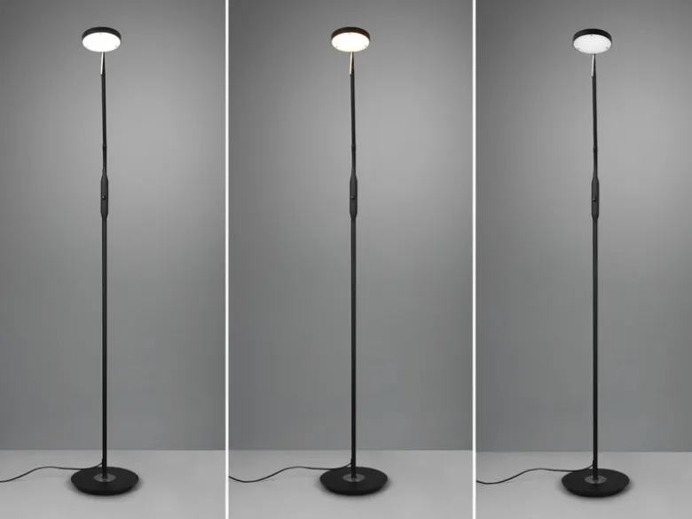 Moderne LED Stehlampe MONZA dimmbar mit Flexarm, Schwarz, Höhe 145cm