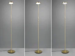 Moderne LED Stehlampe MONZA dimmbar mit Flexarm, Messing, Höhe 145cm
