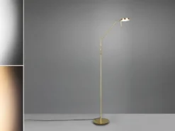 Moderne LED Stehlampe MONZA dimmbar mit Flexarm, Messing, Höhe 145cm