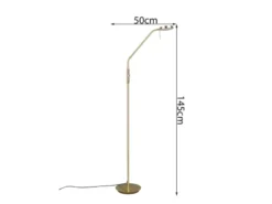 Moderne LED Stehlampe MONZA dimmbar mit Flexarm, Messing, Höhe 145cm