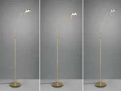 Moderne LED Stehlampe MONZA dimmbar mit Flexarm, Messing, Höhe 145cm