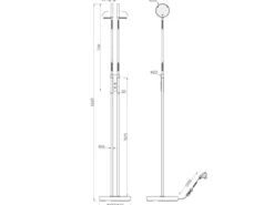 Moderne LED Stehlampe MONZA dimmbar, 2-flammig Messing, Höhe 160cm