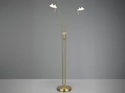 Moderne LED Stehlampe MONZA dimmbar, 2-flammig Messing, Höhe 160cm