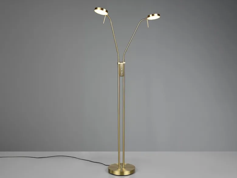 Moderne LED Stehlampe MONZA dimmbar, 2-flammig Messing, Höhe 160cm