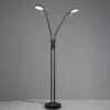 Moderne LED Stehlampe MONZA dimmbar, 2-flammig Schwarz, Höhe 160cm