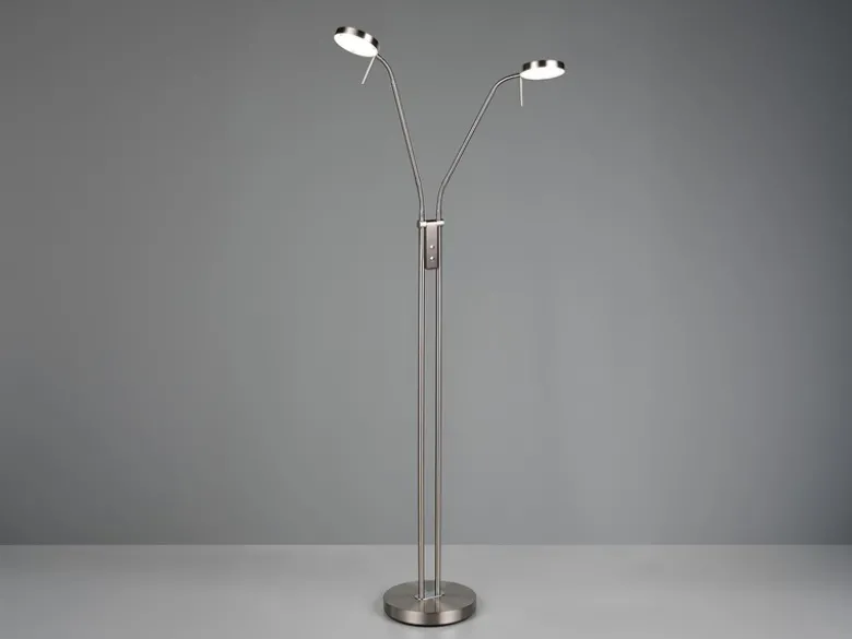 Moderne LED Stehlampe MONZA dimmbar, 2-flammig Silber, Höhe 160cm