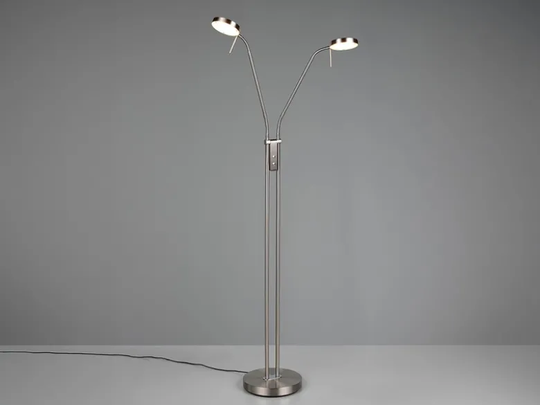 Moderne LED Stehlampe MONZA dimmbar, 2-flammig Silber, Höhe 160cm