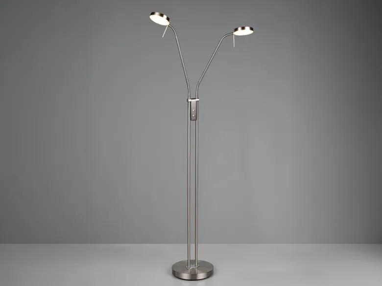 Moderne LED Stehlampe MONZA dimmbar, 2-flammig Silber, Höhe 160cm