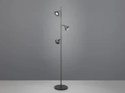 Moderne LED Stehlampe ROMEO dimmbar mit 3 Spots, Schwarz, Höhe 150cm