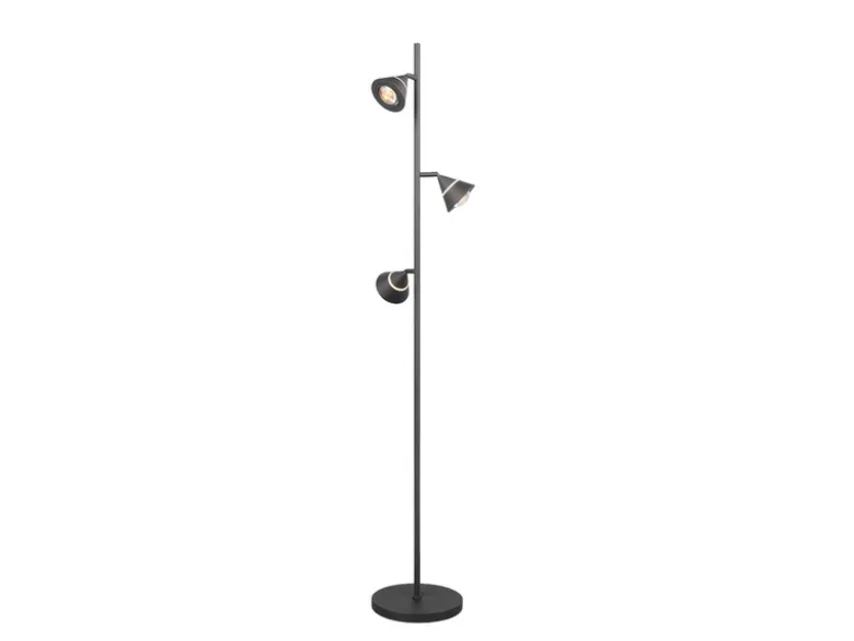 Moderne LED Stehlampe ROMEO dimmbar mit 3 Spots, Schwarz, Höhe 150cm