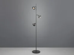 Moderne LED Stehlampe ROMEO dimmbar mit 3 Spots, Schwarz, Höhe 150cm